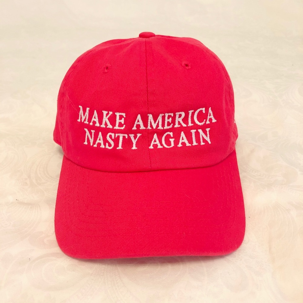 PINK (not red) Nasty Woman Make America Nasty Again Anti Trump Hat Cap